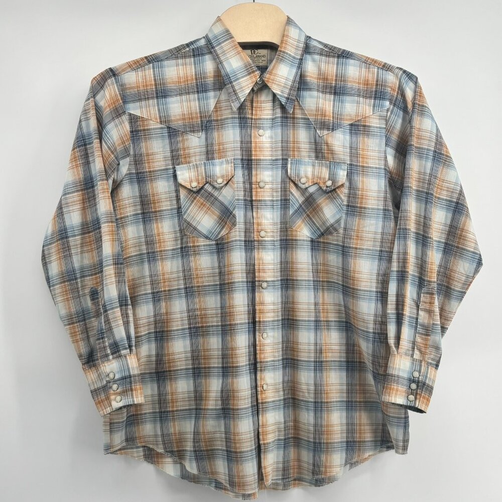 Dee Cee‎ Brand Mens Vintage Multicolor Plaid LS Pearl Snap Button Down Shirt